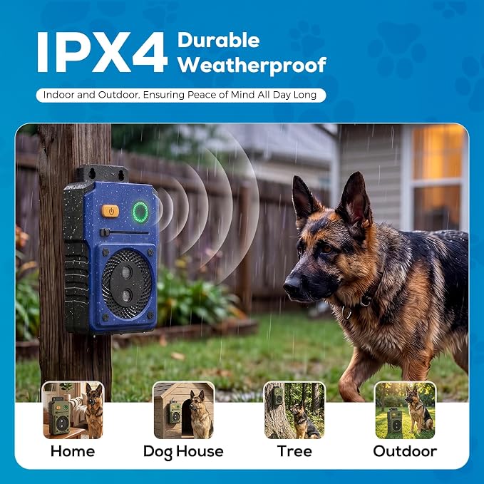 Anti Barking Device for Dogs, 3 Modes Ultrasonic Dog Bark Deterrent with 50FT Long Range, Type-C Rechargeable Bark Box, IP65 Waterproof No More Barking Control Device for Indoor Outdoor Training