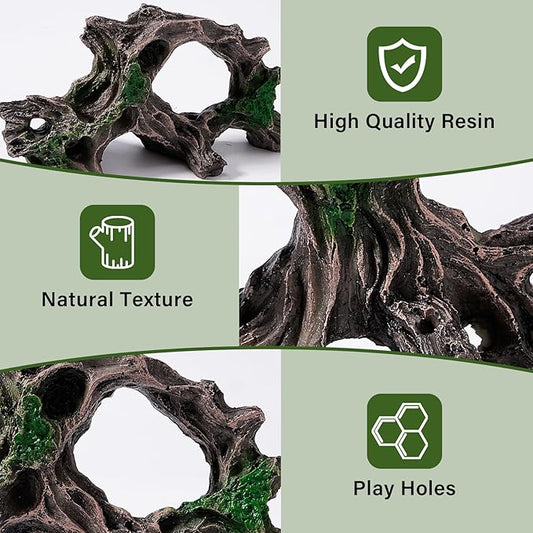 5pcs Driftwood Cave Aquarium Decor, Fish Tank Decorations Silk Aquarium Plants for Betta Fish Tank acccessories (Driftwood)