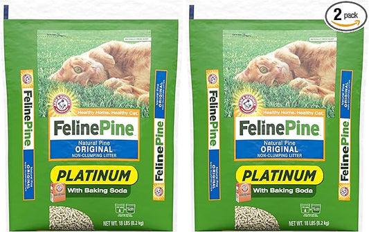 Feline Pine Platinum Non-Clumping Cat Litter, Feline Pine Cat Litter, 18lb (Pack of 2)