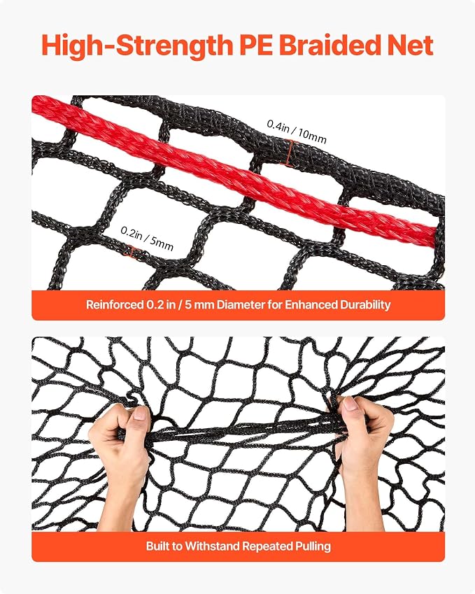 VEVOR Round Bale Hay Net, 4.92 x 4.92 x 4.92 ft, 1.5 inch Holes, PE Material, Knotless Design, with Zip Ties, Needle Shuttle, Repair Twine and Storage Bag, Slow Feeder Round Bale Net for Horses