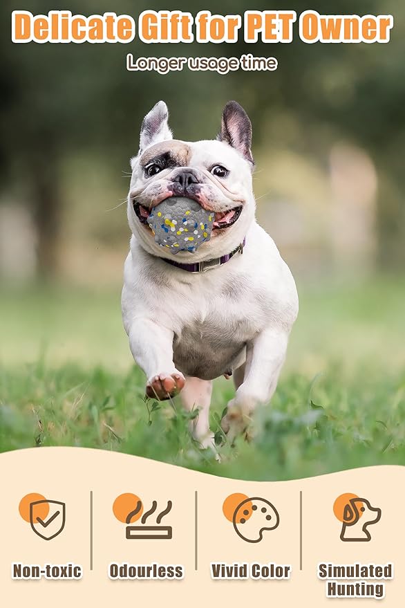 Moonorange 2.36'' Dog Balls for Dogs Aggressive Chewers Indestructible Tennis Durable Bouncy Interactive Dog Toy Balls for Fetch Game Floating Training(Grey Medium)