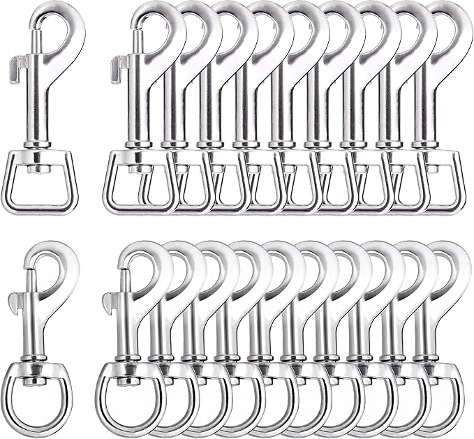 20pcs Swivel Snap Hooks for Dog Leash Collar Linking, 2 Sizes Metal Heavy Duty Eye Lobster Claw Clasp Multipurpose- Perfect for Pet Buckle Key Chain Purse Bag Making Handmade DIY