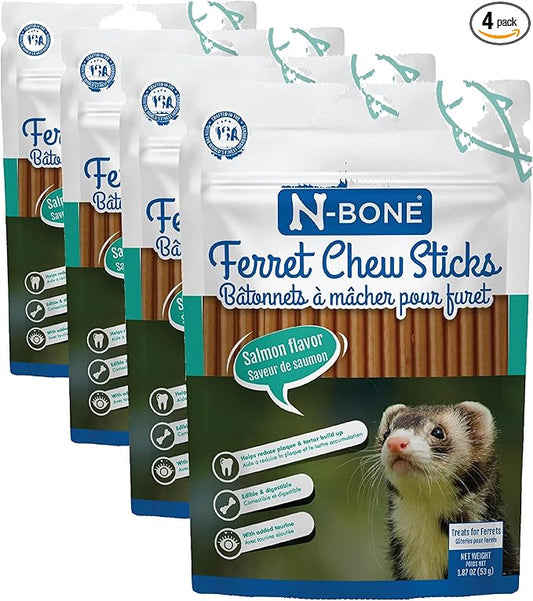 N-Bone Ferret Chew Sticks Salmon Flavor, 1.87-oz Bag (Pack of 4)