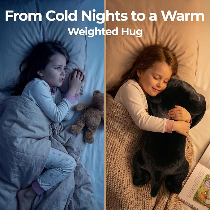 Mewaii Weighted Stuffed Animals 5 lbs Adjustable, Heated & Coolable 23 Inch Plush for Realistic Hug, Microwavable Removable Inner Pad, Cat Gifts for Adults & Kids (Black)