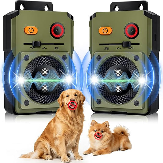2-Pack Anti Barking Device for Dogs, Rechargeable Ultrasonic Dog Control Devices, Auto Bark Deterrent Devices with 3 Modes, 33FT Silencer Sonic Barking Deterrent Indoor/Outdoor Safe for Dog & People
