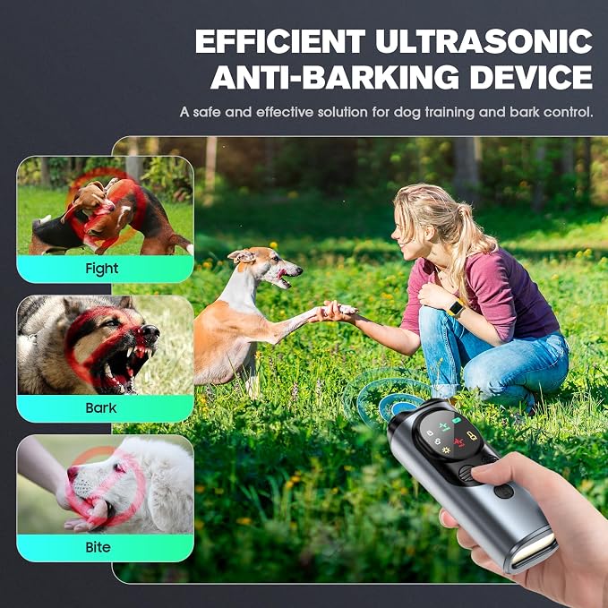 Anti Barking Device, 3 Adjustable Frequency Ultrasonic Dog Barking Deterrent Devices Pet Gentle Anti Barking Device Sonic Bark Control Device Stop Dog Barking Device Indoor Outdoor for Dogs Anti Bark