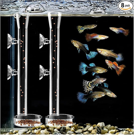 8 Pcs Shrimp Feeding Tube and Dish Fish Feeder Tube Tray for Plant Holder for Aquarium Fiberglass Fish Tank Feeding Tray (8inch)