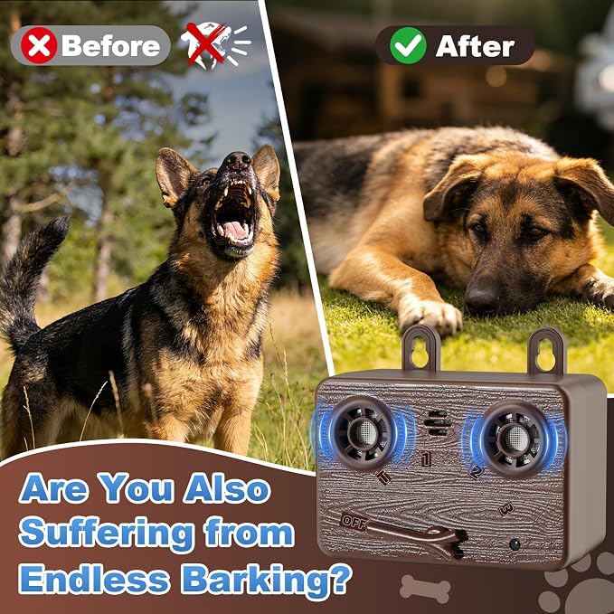 2-Pack Anti Barking Device for Dogs ,Bark Deterrent Device with 3 Frequency Modes & Flashlight, Dog Barking Deterrent Devices for Stopping Barking, Jumping & Bad Behavior, Indoor Outdoor Use(Brown)