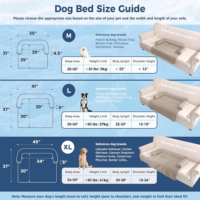 X-Large Cooling Dog Bed Mat - 45 x 37 inch Waterproof Couch Cover for Dogs Washable, Non-Slip Bottom Self Cooling Mat for Dogs, Durable & Non-Gel, Dog Couch Bed for Sofa Floor Car, Taupe