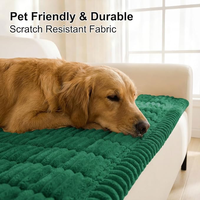 Smiry Couch Cover for Dogs, Non Slip Washable Sofa Protector for Pets, Soft Furniture Cover for Pet, Stylish Sofa Covers, Cozy Protect Against Fur, Dirt & Everyday Messes (Turquoise, 27.6" x 27.6")