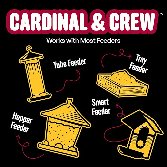Cool Birds Cardinal & Crew Wild Bird Seed – 10 lb. Black Oil Sunflower, Sunflower Hearts & Safflower Blend for Cardinals, Grosbeaks & Chickadees – Bird Food for Outside Feeders
