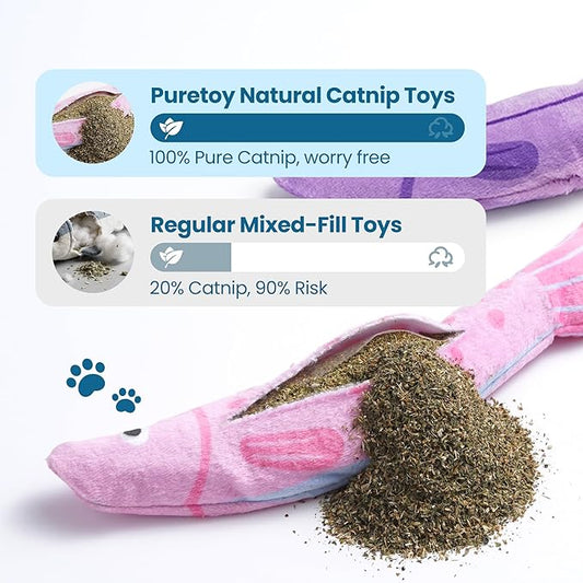 Catnip Toys, [9000mg] Extra Large Cat Toys for Indoor Cats, 100% Natural North American Catnip Floppy Fish, Crinkle Sound, Soft Cotton-Free Surface for Chewing, Teething & Kicking