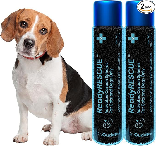Dr. Cuddles ReadyRESCUE Activated Charcoal Powder for Dogs and Cats - Veterinary Grade Pet Emergency First Aid Toxin Adsorption - Fast Acting Ready to Use Oral Syringe Application - 30 g (Pack of 2)