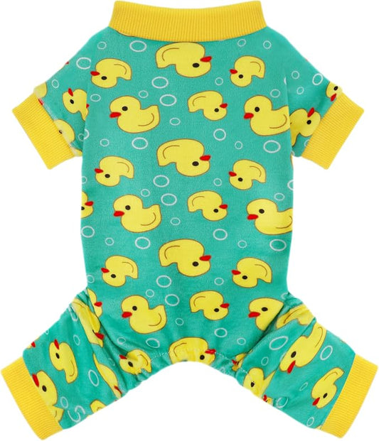 Paiaite Dog Pajamas Onesie: Comfortable Four-Legged Apparel for Small, Medium, & Large Dogs, Polyester Material for Comfort, Wrinkle Resistance, Moisture Wicking, and Stretchiness Yellow Duck 3XL