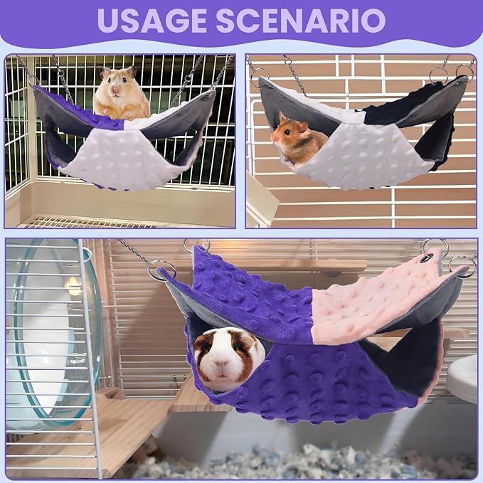 YedsIntu 3 Pcs Guinea Pig Hammock, Rat Ferret Hamster Hanging Hammock Guinea Pig Accessories for Small Animals Chinchilla Parrot Sugar Glider Ferret Squirrel (11"×11")
