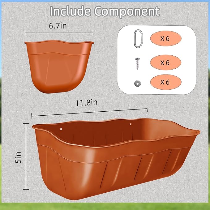Chicken Feeder Waterer,Hanging Goat Feeders,Feed Trough 3.5 Quart 3 Pack,Hanging Fence Feed Trough for Poultry Livestock,Terracotta