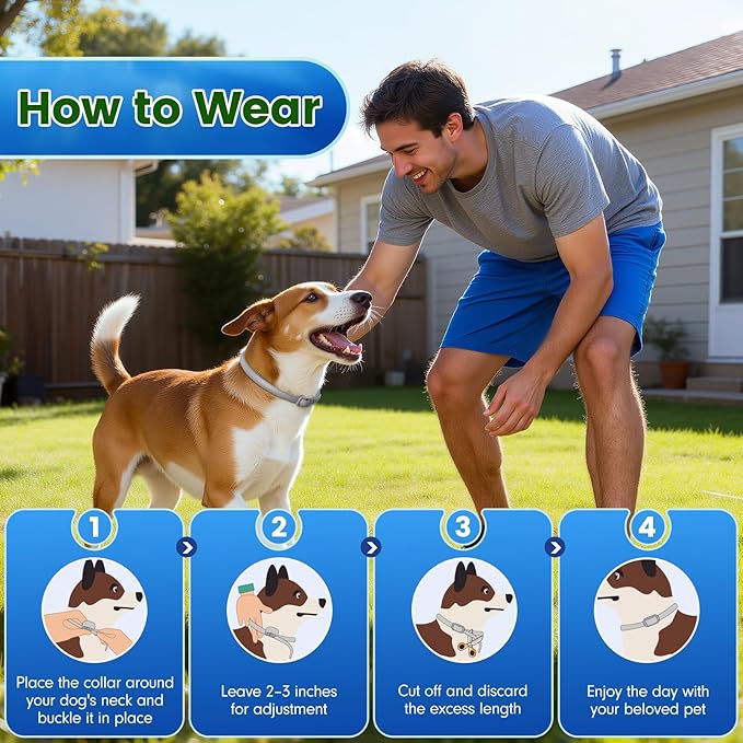 KOOSA Flea and Tick Collar for Dogs, 5 Packs Flea Collar for Dogs with Natural Essential Oils, Waterproof & Adjustable Flea and Tick Prevention Collar for Small Medium Large Dogs & Puppies, Grey 01