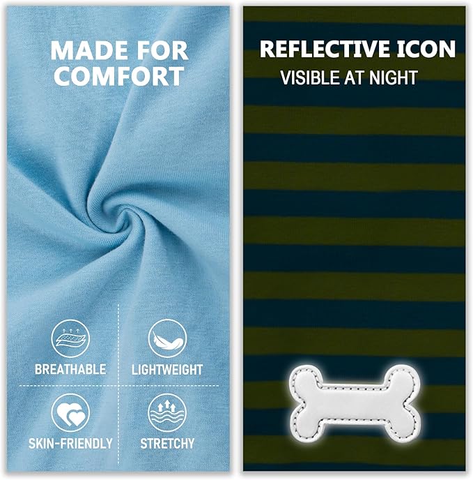 KYEESE 2Pack Dog Shirt, Soft Striped Dogs T Shirts, Lightweight Pet Tank Top, Sleeveless Dog Shirt for Medium Dogs, Stretchy Comfortable Pet Vest, Blue, 2XL