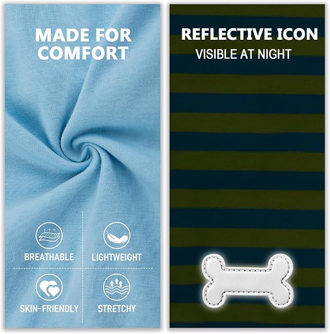 KYEESE 2Pack Dog Shirt, Soft Striped Dogs T Shirts, Lightweight Pet Tank Top, Sleeveless Dog Shirt for Small Dogs, Stretchy Comfortable Pet Vest, Blue, Large