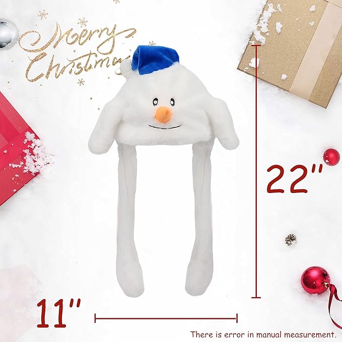 Bubblepompom Animal Hat with Ears Moving Jumping Pop Up Beating Hat Plush Holiday Cosplay Dress Up Funny Gift for Kids