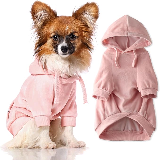 Pet Passion Cooper II Organic Cotton Velour Dog Hoodie Pet Coat for Small, Medium and Large Dogs, Pink, Medium