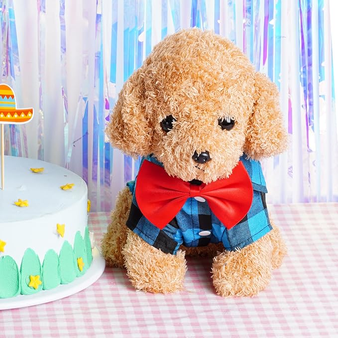 Tongcloud 3 Pack Plaid Puppy Cat Shirt - Cute Dog & Cat Shirts for Medium Dogs & Cats - Birthday Party & Holiday Photo((Red, Blue & White,Medium)