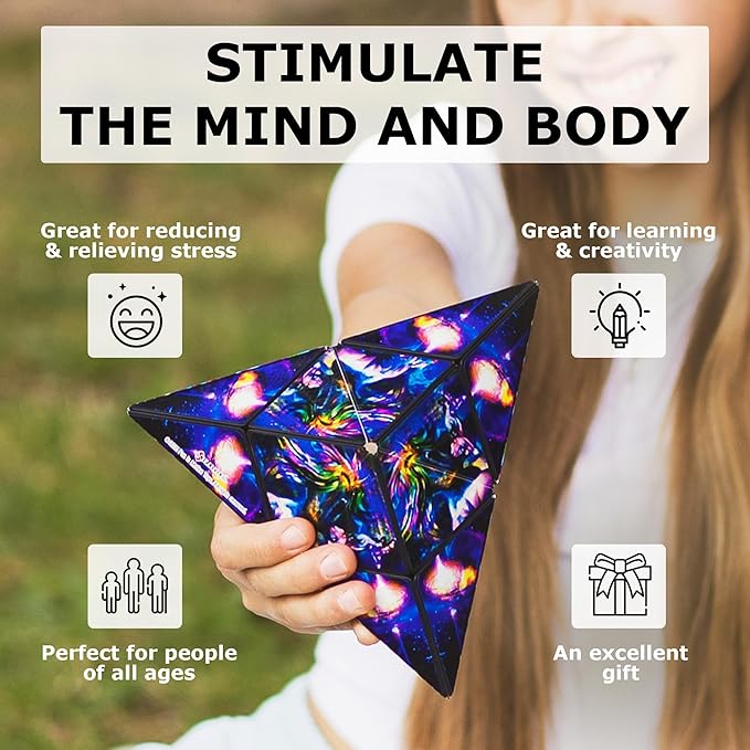 Shashibo Shape Shifting Box - Award-Winning STEM Fidget Toy with Ultra Strong Magnets - Puzzle Cube Transforms Into 100+ Shapes, Perfect Sensory Gift for Kids, Teens, and Adults (Cosmic Surfer)