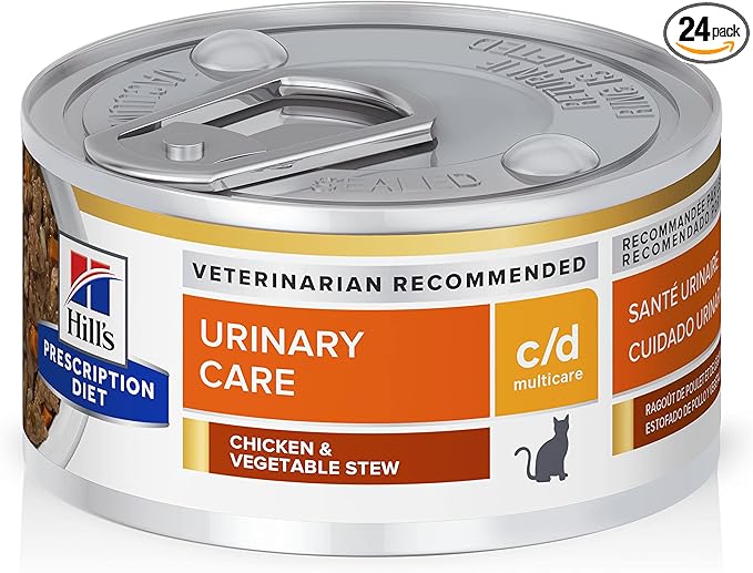 Hill's Prescription Diet c/d Multicare Urinary Care Wet Cat Food, Chicken & Vegetable Stew, 2.9 oz. Cans, 24-Pack