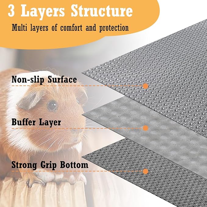 Hamiledyi 2 Packs Guinea Pig Cage Liner Reusable Guinea Pig Bedding Easily Cut to Suit Cage Washable and Anti Slip Guinea Pig Pee Pads for Small Animal Hamster Rat Rabbit Chinchillas (18" x 79" Gray)