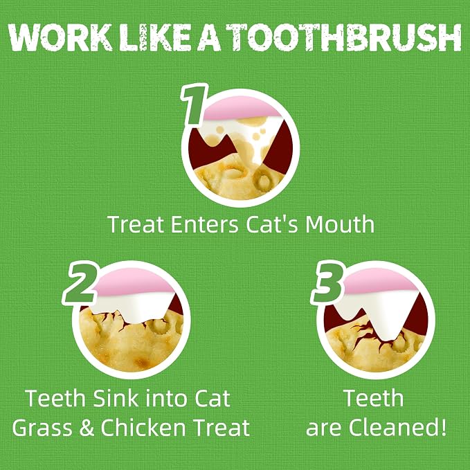 Just Try 16 OZ Cat Grass Jerky Treats for Indoor Cats Natural Chicken Healthy Cat Snacks Training Biscuits Hairball Control & Digestive Aid for Cats