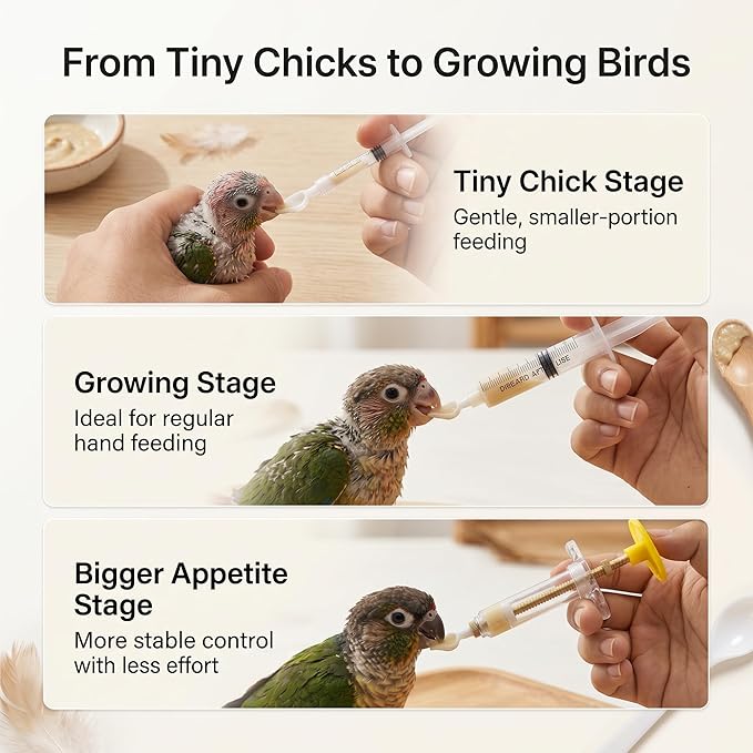 Baby Bird Feeding Syringe Kit, 25 PCS Hand Feeding Tubes Set with Temperature Strip, Cleaning Sponge Brush, Measuring Cups and Spoons for Parrot, Small Birds, Chick Hand Feeding