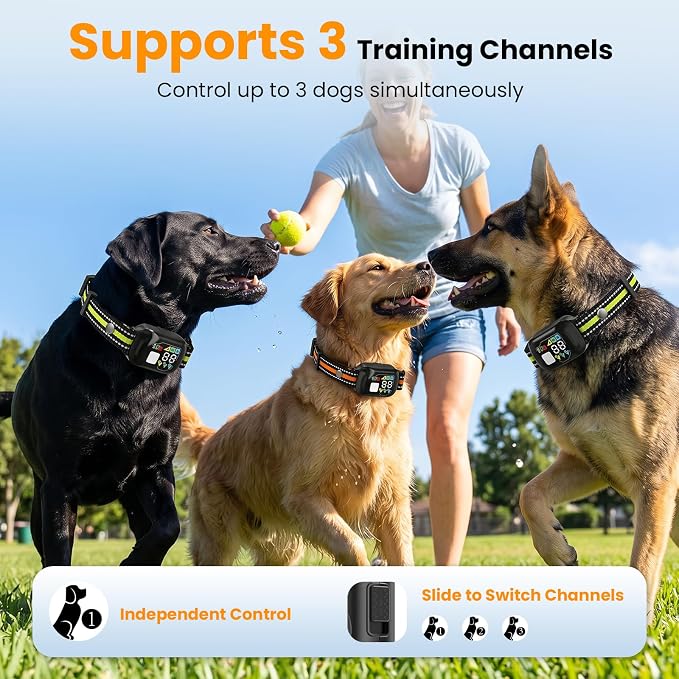 2 in 1 Dog Bark & Shock Collar 2 Pack - 4500FT Training Collar with Remote, Anti Bark & 3 Training Modes Tone Vibration Safe Shock, IP67 Waterproof, Portable Collar Set for 5-120lbs Dogs