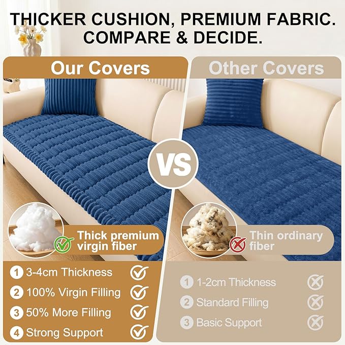 Smiry Couch Cover for Dogs, Non Slip Washable Sofa Protector for Pets, Soft Furniture Cover for Pet, Stylish Sofa Covers, Cozy Protect Against Fur, Dirt & Everyday Messes (Navy Blue, 27.6" x 88")