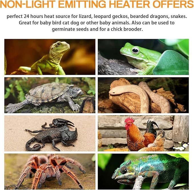 HealSmart Reptile Heat Lamp Bulb Ceramic Heat Emitter 100W No Light Emitting Brooder Coop Heater for Amphibian Pet & Incubating Chicken, White