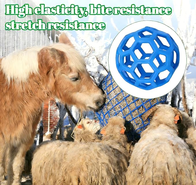 Goat Feeder Hanging Feeding Toy,Horse Treat Hay Feeder Toy, Durable TPR Feeding,for Horse Goat Sheep Relieve Stress,Stretch-Resistant Design(Blue)