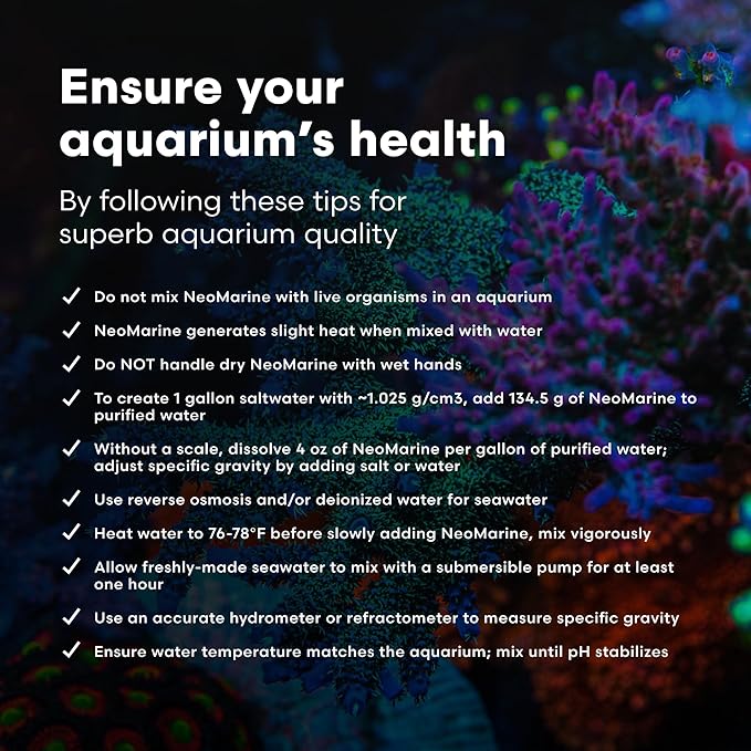 Brightwell Aquatics - NeoMarine Marine Salt Blend for Reef Aquarium - Fish Tank Starter Aquarium Salt - Aquarium Water Treatments, 150-GAL