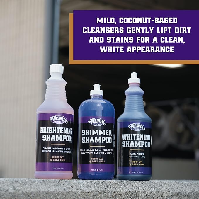 Weaver Livestock Whitening Shampoo for Horses, Pigs, Cattle, Gentle, and Effective Coconut-Based Hide, Hair, and Shampoo, Daily Use, Cattle Show Supplies