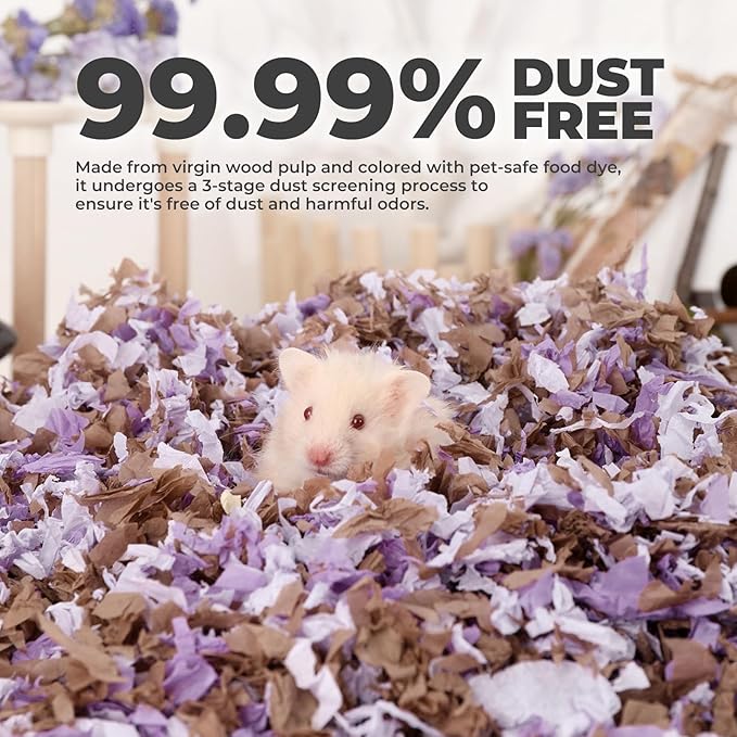 Hamster Bedding: Odor Control and Dust-Free Moisture Absorbent Natural Paper Small Pet Bedding - for Hamsters, Pigs, Guinea and Rabbits, 12 Liters