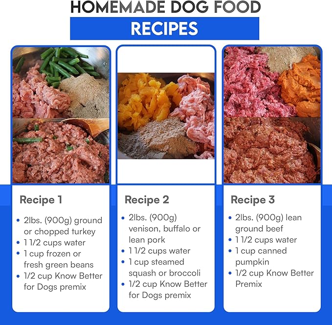 Know Better Beef Recipe Homemade Dog Food Premix - Complete Raw or Homemade Dog Meal Mix for Small Dogs - Puppies & Adults - Easy-to-Prepare Balanced Nutrition - Pet Supplies - 4.8 Oz