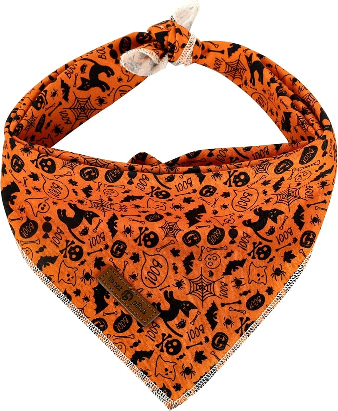 Lionet Paws Halloween Dog Bandana,Fabric Black Bat Dogs Kerchief for Small Medium Dogs,Dog Cotton Triangle Bibs Scarf for Girl Boy