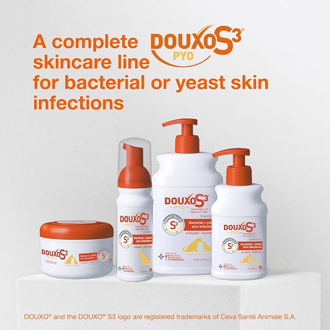Douxo S3 PYO Chlorhexidine Shampoo (6.7 oz) & Mousse (5 fl oz) for Dogs Set, Antibacterial & Antiseptic Yeast Infection Treatment for Dogs, Clinically Proven