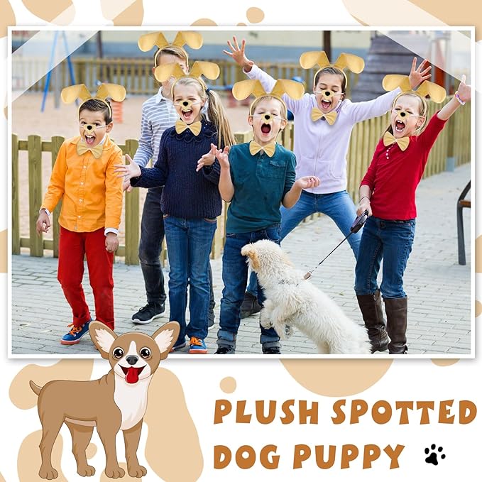 Syhood Puppy Dog Costume Set Ears Headband Bowtie Nose Tail Paw Gloves Accessories for Carnival