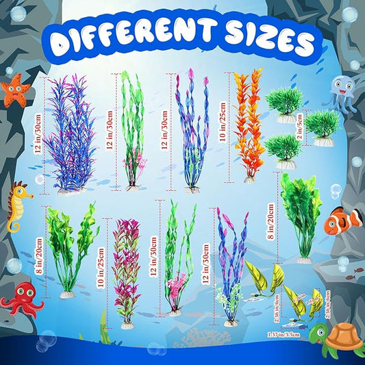 Jexine 117 Pcs Fish Tank Accessories Decorations Set 100 Pcs Glow Blue Betta Fish Rocks Stones 15 Pcs Artificial Plastic Fake Aquarium Plants 2 Pcs Hammock Plant Leaf Pad for Aquarium Bowl Decor