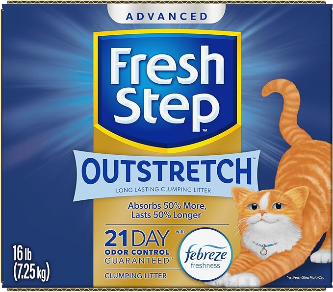 Fresh Step Advanced Ever Fresh Multi Cat Clumping Cat Litter with Febreze Freshness, Low Dust, Odor Control with Ammonia Block Tech, Compatible in Automatic Litter Boxes, 32 lb. (2 x 16 lb.)