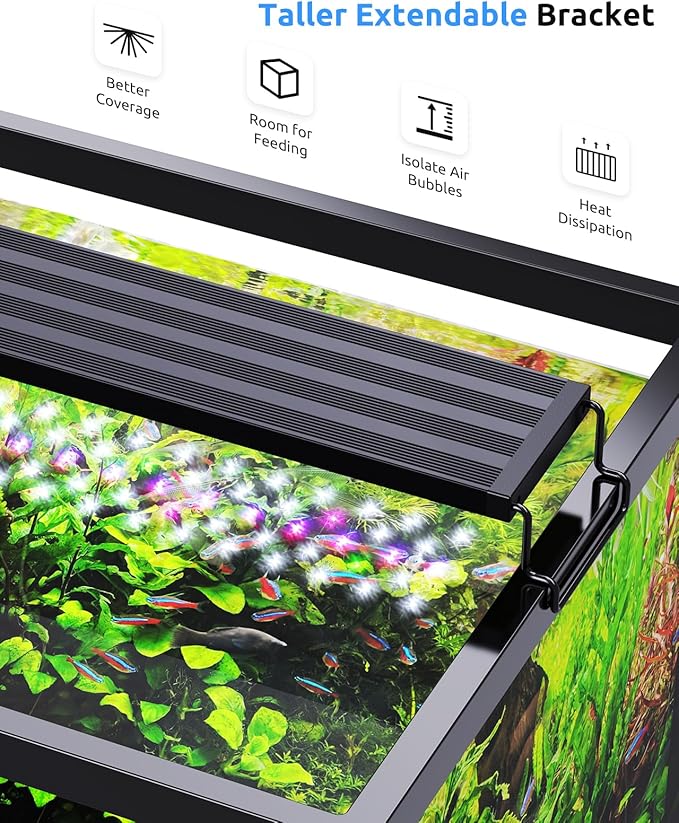 SEAOURA Aquarium LED Light for 18-24in Freshwater Tank, Full Spectrum Aquarium Light for Plant Growth, 6H/8H/12H Timer, WRB 3 Channel Customizable, 10 Brightness & 11 Colors, Adjustable Bracket