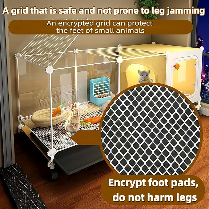 Luxury Villa Rabbit cage with Wheels, Guinea Pig cage, complimentary Food Bowl, Bed. Suitable for Hamsters, Chinchillas, Squirrels, Hedgehogs, Ferrets, Cats，Mouse (41.4" Lx 17.7" Wx17.7 H)