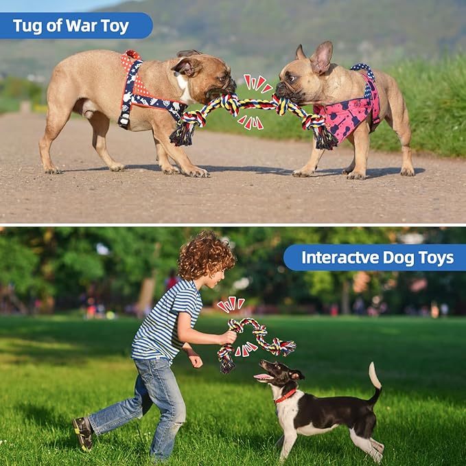 QDAN Dog Rope Toys for Aggressive Chewers, Indestructible Dog Toy, Tough Cotton Chew Toy for Medium Large Dogs