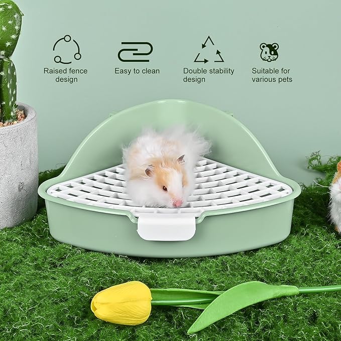 RUBYHOME Triangle Rabbit Litter Box Bunny Potty Training Corner Small Animal Toilet Litter Box Pet Toilet Bedding Pee Pan Tray for Baby Rabbit,Guinea Pigs,Chinchillas,Ferrets