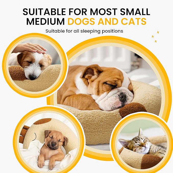 HiPetpy Dog Pillow - Soft Neck Pillow for Dogs, Washable Dog Calming Pillows for Better Sleep, Reduces Anxiety, Gift for Medium/Large Dogs and Cats (Yellow)