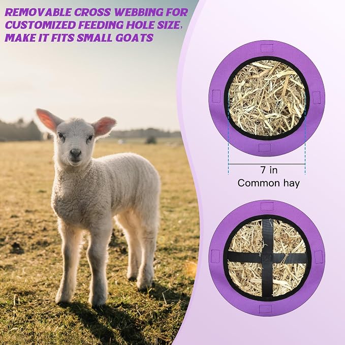 Hay Bags,Slow Feed Hay Bags for Horses,Goats,Donkeys with Reinforced Oxford Fabric and High Strength Metal Clasp,Horse Feeding Supplies with Strap for Easy Hanging (1 Purple)
